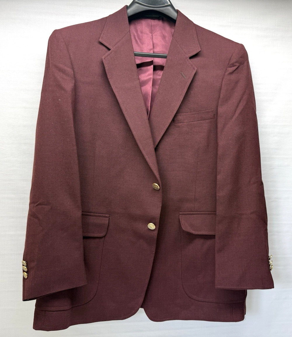 Vtg Arnie Mens 44 Burgandy Sport Coat Golf Umbrella Logo Arnold Palmer Wool
